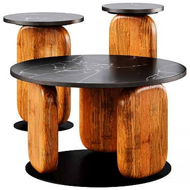 Elegant Pemba Table Trio Set 3D model image 1 