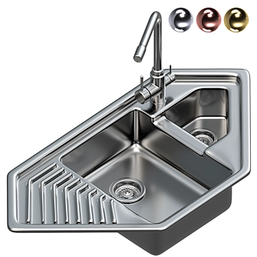 Modern Stainless Steel Sink Set 3D model image 1 