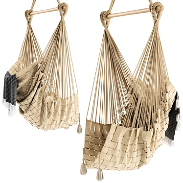 Handcrafted Cotton Hammock Chair 3D model image 1 