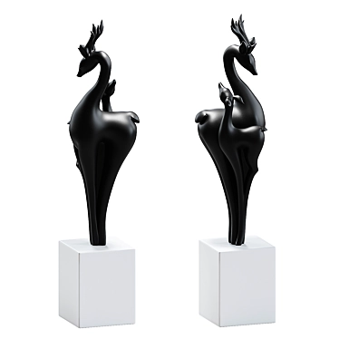 Deer Sculpture in Duo Colors 3D model image 1 