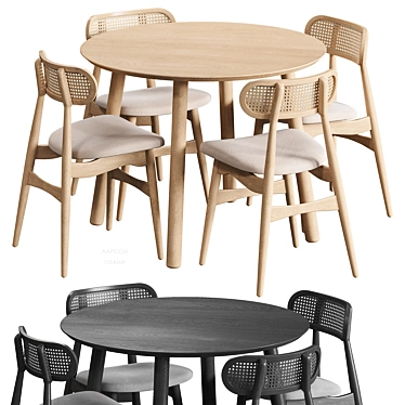 Scandinavian dining set with Larson chair and Otani table 3D model image 1 