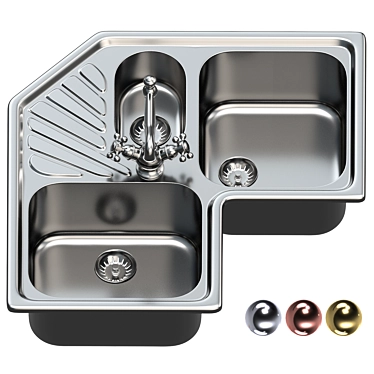 Elegant White Sink Set 3D model image 1 