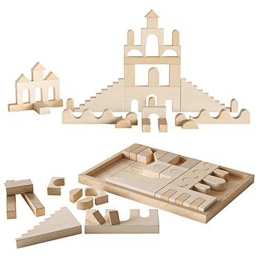 Fitwood Wooden Building Blocks 3D model image 1 