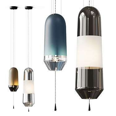  Hand-Blown Glass Pendant Light 3D model image 1 