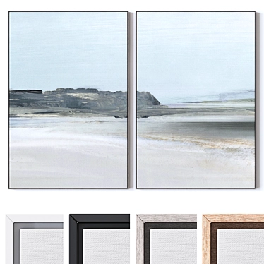 Large Wall Paintings Set with 4 Frames 3D model image 1 