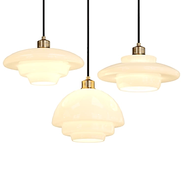 Deco Milk Glass Pendant Light 3D model image 1 