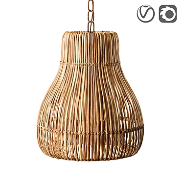 Natural Rattan Bottle Neck Pendant 3D model image 1 