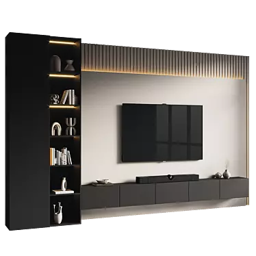 Modern TV Wall Set 3D 3D model image 1 