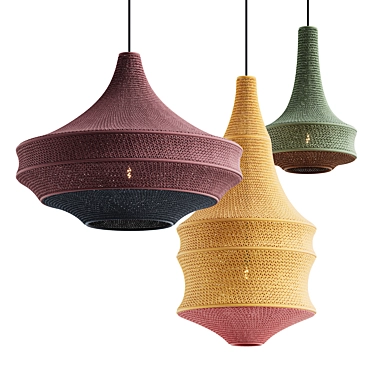  Handcrafted Crochet Pendant Lamp 3D model image 1 