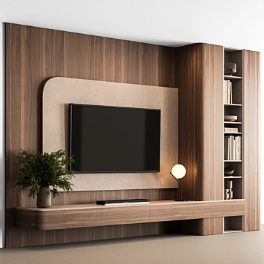 / Concrete & Wood Entertainment Center 3D model image 1 