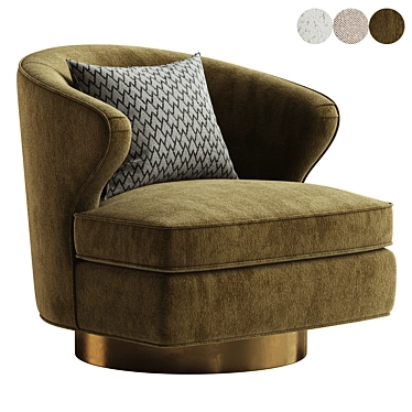 Swivel Barrel Chair Brass Base 3D model image 1 