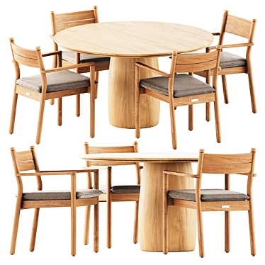 Modern Chic Dining Set: Barrel Table & Apache Chair 3D model image 1 