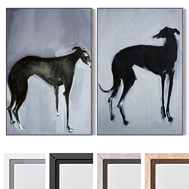 Set of Large Wall Paintings with Multiple Frame Colors 3D model image 1 