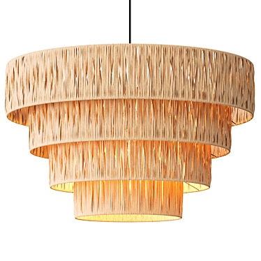 Rattan Palm Pendant Light Elegance 3D model image 1 