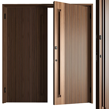 Rustic Wood Entry Door 3D model image 1 