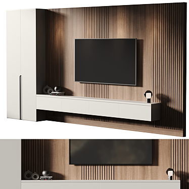 Modern TV Wall Set 038 3D model image 1 