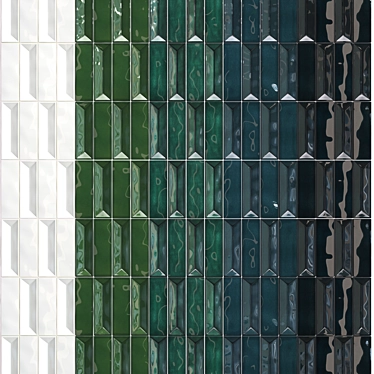 Crafted Mosaic Tiles in White, Green & Blue 3D model image 1 