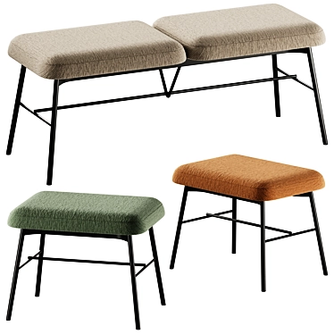 Myra Fabric Bench & Stool 3D model image 1 