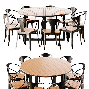 Auburn Timber Outdoor Dining Set 3D model image 1 