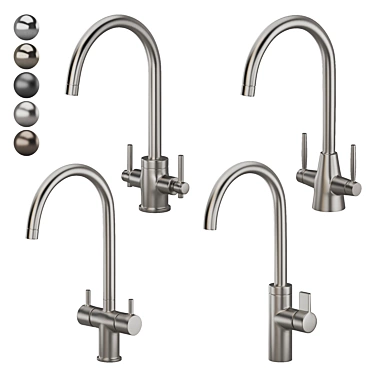 Sleek Delphi Kitchen Sink Tap 3D model image 1 