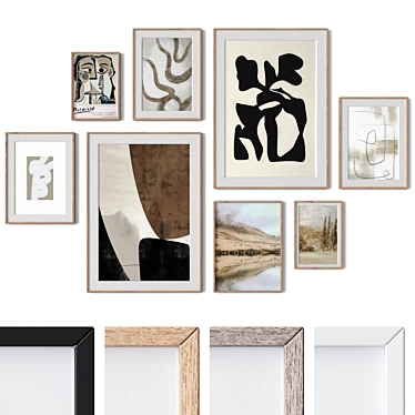 8 Framed Wall Paintings Bundle 3D model image 1 