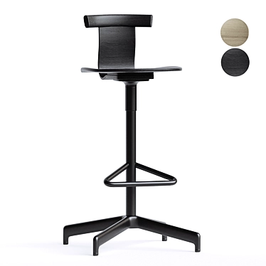 Minimalist Wooden Bar Stool 3D model image 1 