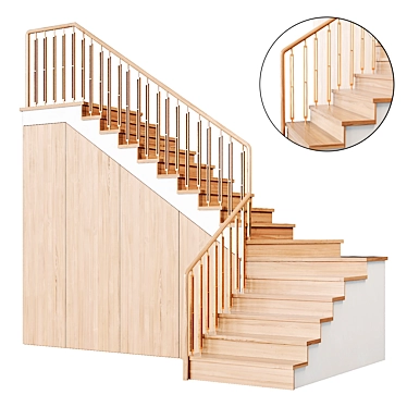 Modern Staircase Set 300cm Height 3D model image 1 