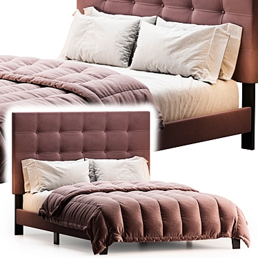 Elegant Velvet Platform Bed 3D model image 1 