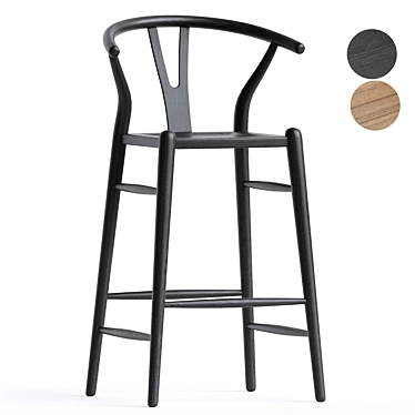 Sleek Noir Zola Counter Stool 3D model image 1 