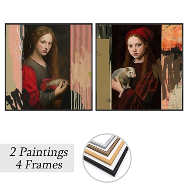 Wall Art Set with Various Frames 3D model image 1 