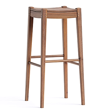 Elegant Oak Wood Stool 3D model image 1 