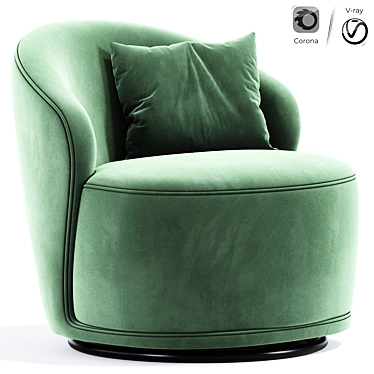 Swivel Barrel Upholstered Armchair - 3dsmax/Vray/Corona - Real Size 3D model image 1 