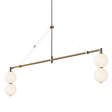 Modern Brass Glass Pendant Chandelier 3D model image 1 