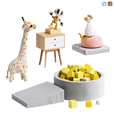 Giraffe Soft Toy and Kids Room Decor 3D model image 1 