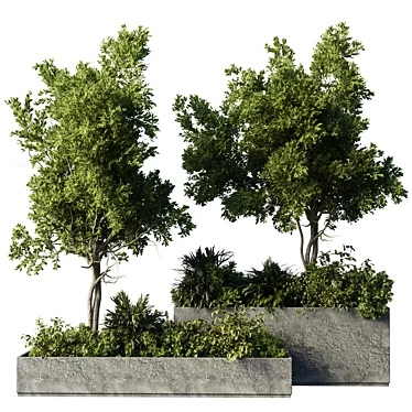 concrete box plants on stand - set outdoor plants 196 vray