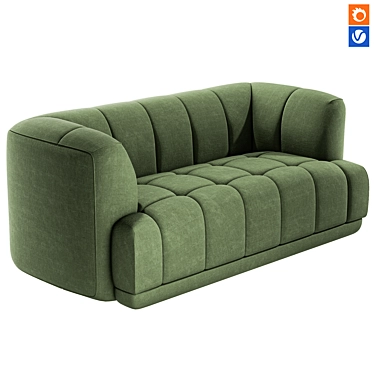 Multi-Texture Modular Quilton Sofa 3D model image 1 