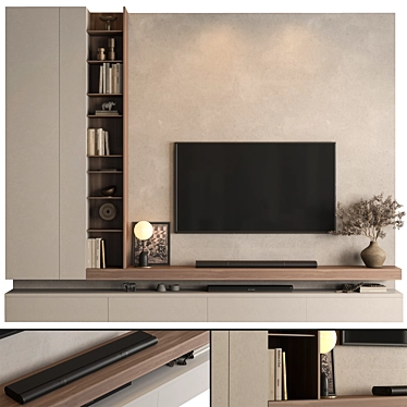 TV Wall Concrete and Wood - Set 160