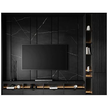 Modern TV Wall Set 24 3D model image 1 