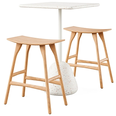 Terrazzo Bar Table & Stool 3D model image 1 