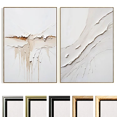 Plaster Dual Photo Frame with HQ Textures 3D model image 1 