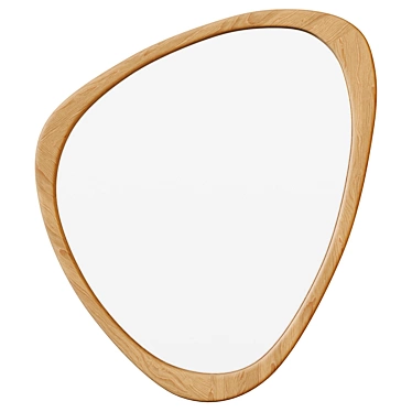 Asymmetric Pine Wood Wall Mirror 3D model image 1 