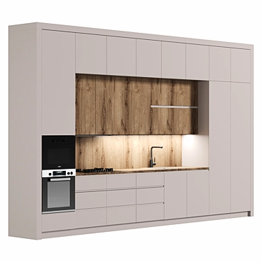 Sleek Modular Kitchen Design 3D model image 1 