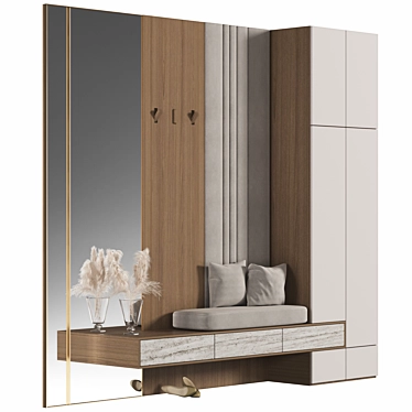 Premium Wood Wardrobe Furniture 3D model image 1 