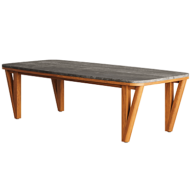 Luxurious Bluestone Teak Outdoor Table 3D model image 1 