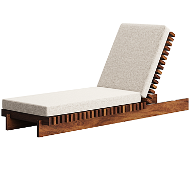 Contemporary Teak Sun Lounger with Adjustability 3D model image 1 