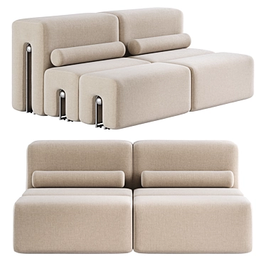 Luxury Living 2-Seater Sofa 3D model image 1 