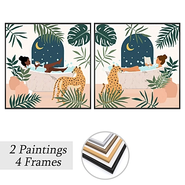 Gallery Art Set with Frames 3D model image 1 