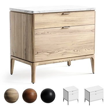 Elegant Parker Nightstand with Storage 3D model image 1 