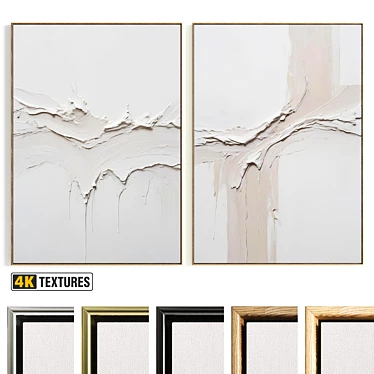 Plaster Dual Photo Frame Set 3D model image 1 