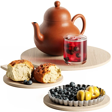 Blueberry Bliss Decorative Tea Set 3D model image 1 